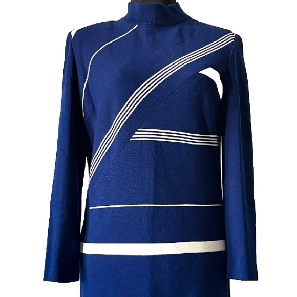 Vintage Dresses & Skirts - Mod 70s / 70s Dress Stripe Sheath Stretch